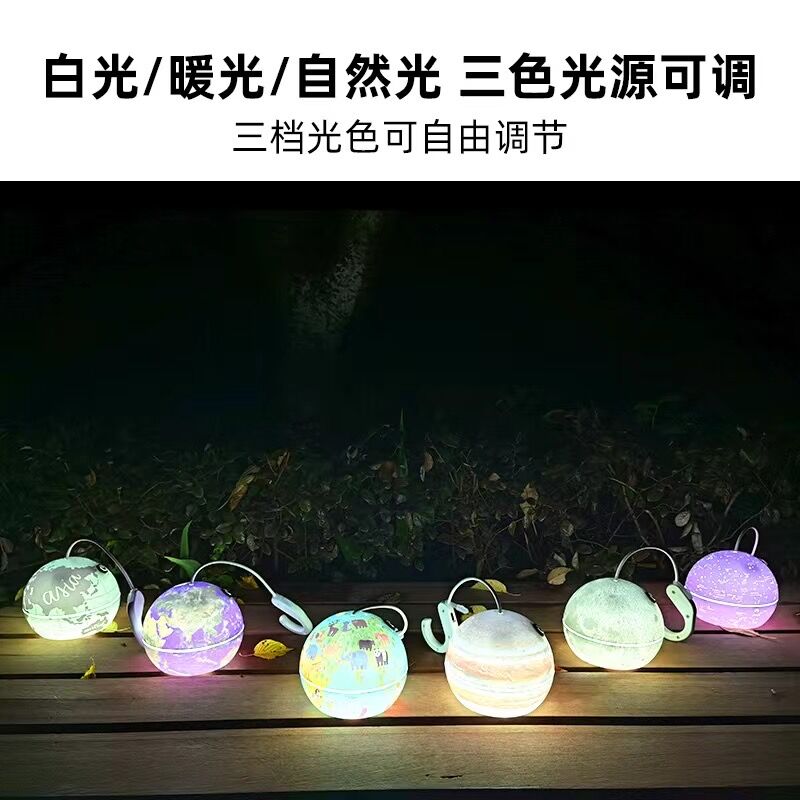 Gezegen LED Işık Ay Lambası USB Şarj Edilebilir Fener Çocuk Kamp Çadırı Hava Atmosferi Algılama Dekorasyon Ay Tavan Işık