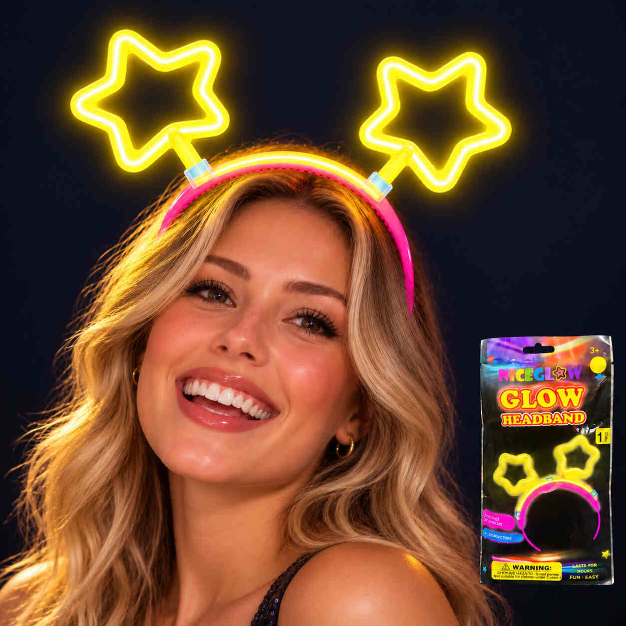 Neon Işıklı Sarı Yıldız Taç