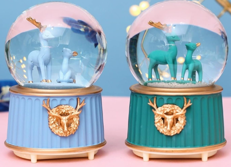 Mavi-Yeşil Geyik Kar Küresi Küçük Boy