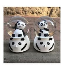 Sevimli Panda Işıklı Küçük Boy Kar Küresi 12 Adet