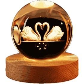 Çift Kuğu Renk Değiştiren Işıklı Cam Küre 8cm