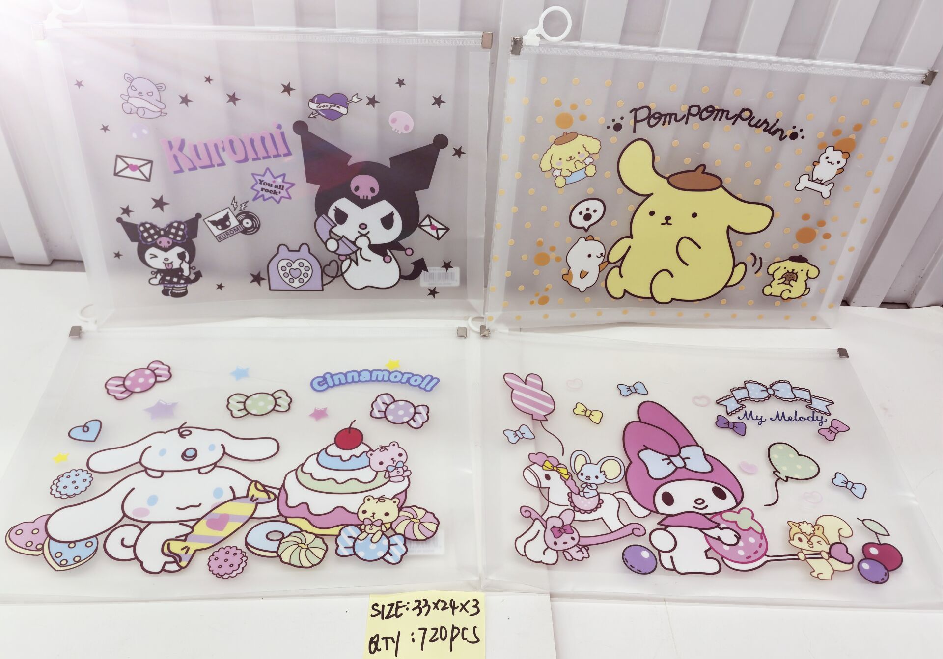 Kuromi Karakterli A 4 Şeffaf Çanta 12 Adet