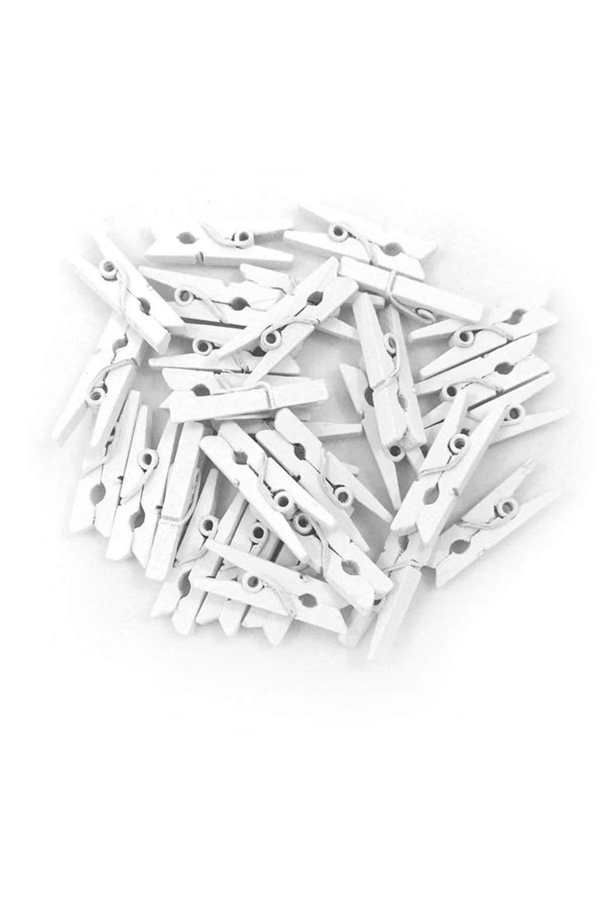 100'lü Beyaz Ahşap Mandal 2.5cm (10'lu Paket-1000 Adet)