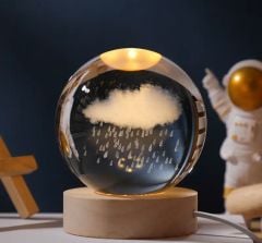 Bulut ve Yağmur Renk Değiştiren Işıklı Cam Küre 8cm