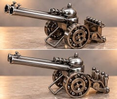 Dekoratif Savaş Topu Arabası Metal Masa Aksesuarı Alk6246