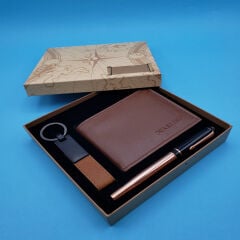 Bakır Metal Kalem Taba Cüzdan ve Anahtarlık Set