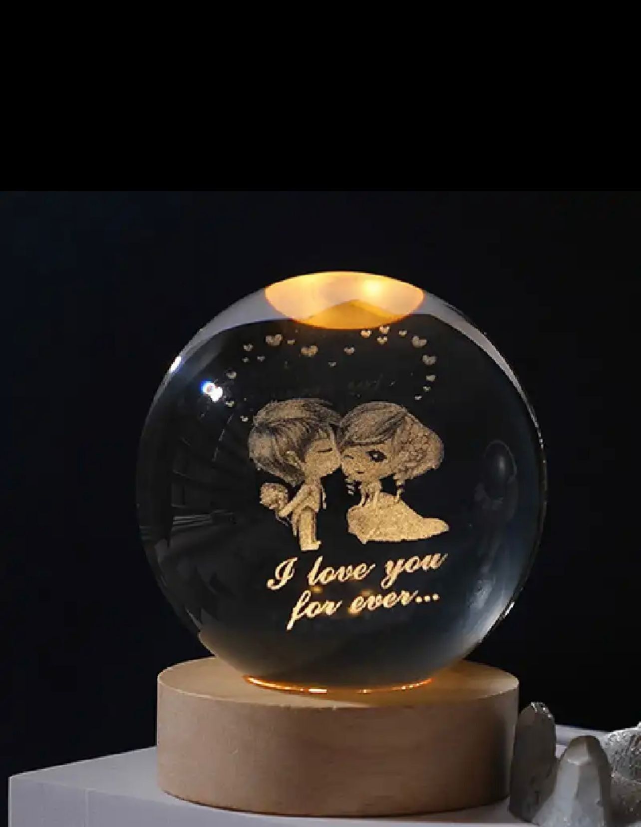 Mutlu Gelin Ve Damat Renk Değiştiren Işıklı Cam Küre 8cm