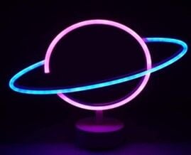 Neon Işıklı Satürn Lamba Pil+Usb MZ-N15