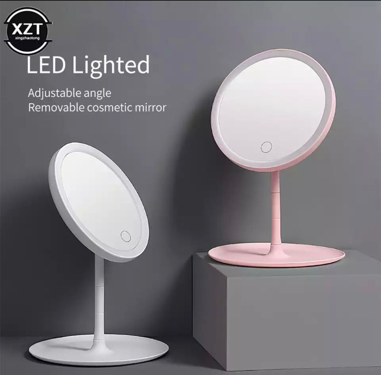 Led Işıklı Şarjlı Dokunmatik Makyaj Aynası Pembe Renk