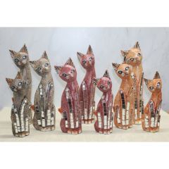 Ahşap 3'lü Kedi Seti 30 Cm Model 2