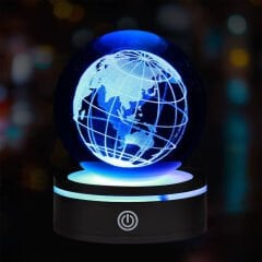 USB'li Dünya Tasarımlı Dönen Cam Küre