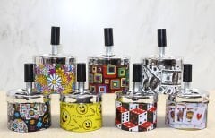 Küçük Boy Metal Renkli Basmalı Küllük Yuvarlak