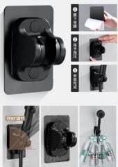 Yapışkanlı Duş Başlığı Tutucu Ayarlı Askılı Siyah