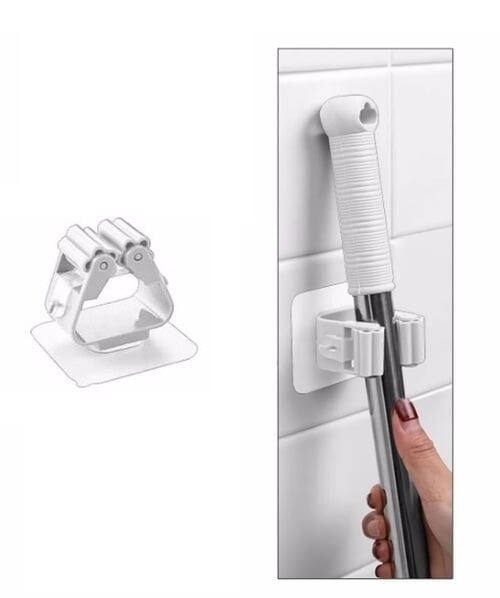1 Adet Yapışkanlı Pratik Mop Tutucu Beyaz