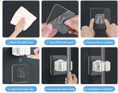 1 Adet Yapışkanlı Pratik Mop Tutucu Beyaz