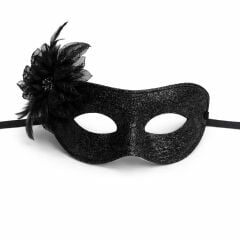 Siyah Simli Tüylü Balo Maskesi