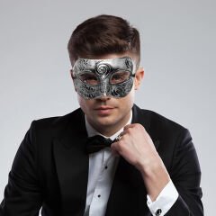 Gümüş Renk Antik Tarz Balo Maskesi