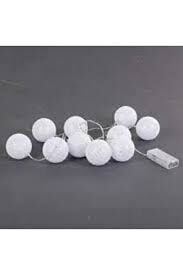 2m 10'lu Işıklı Beyaz Top Dekoratif Süs Pilli MZ-39