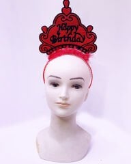 Happy Birthday Neon Kırmızı Doğum Günü Tacı