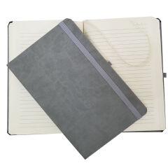 Toptan Gri Renk Termo Deri Desenli Defter