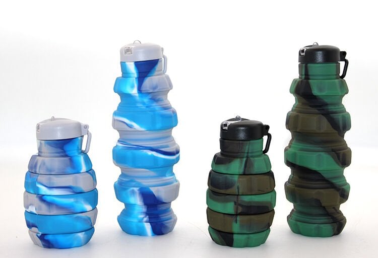 El Bombası Tasarımı Katlanabilir Portatif Silikon Su Şişesi 500 Ml