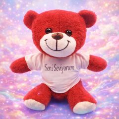 Toptan Kırmızı Ayıcık Seni Seviyorum Tişörtlü