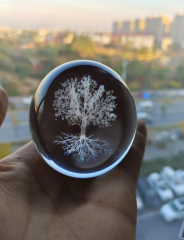 Ağaç Renk Değiştiren Işıklı Cam Küre 8cm