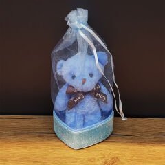 Mavi Hediyelik Kese İçinde Ayıcık