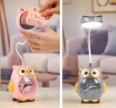 Şarjlı Baykuş Tasarımlı Alarmlı Saat ve Gece Lambası