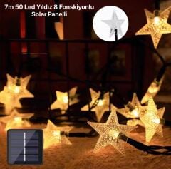 7 Metre 50 Led Yıldız 8 Fonksiyonlu Solar Panelli-Gün Işığı