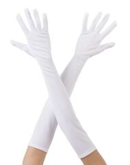 Beyaz Renk Uzun Kumaş Eldiven 40 cm