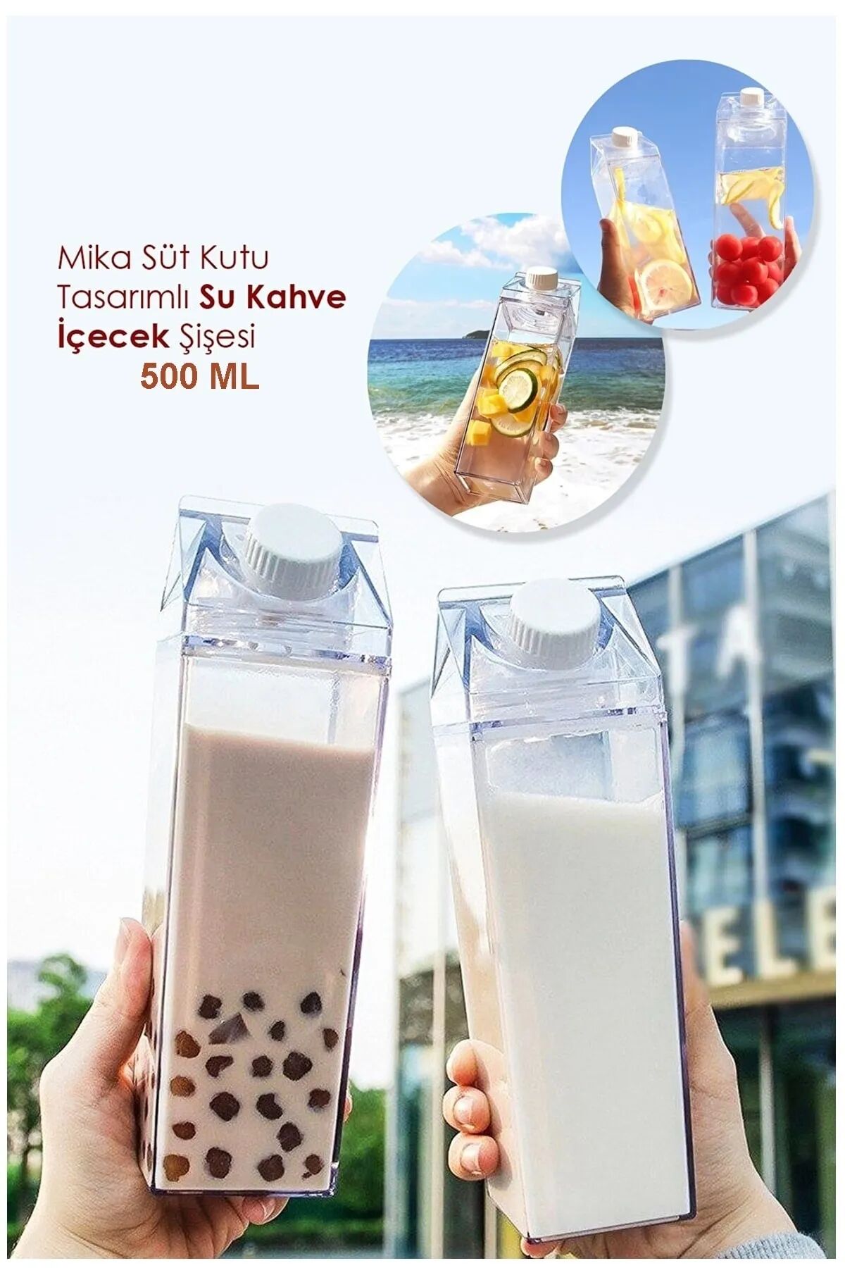 Süt Kutusu Tasarımlı İçecek Şişesi