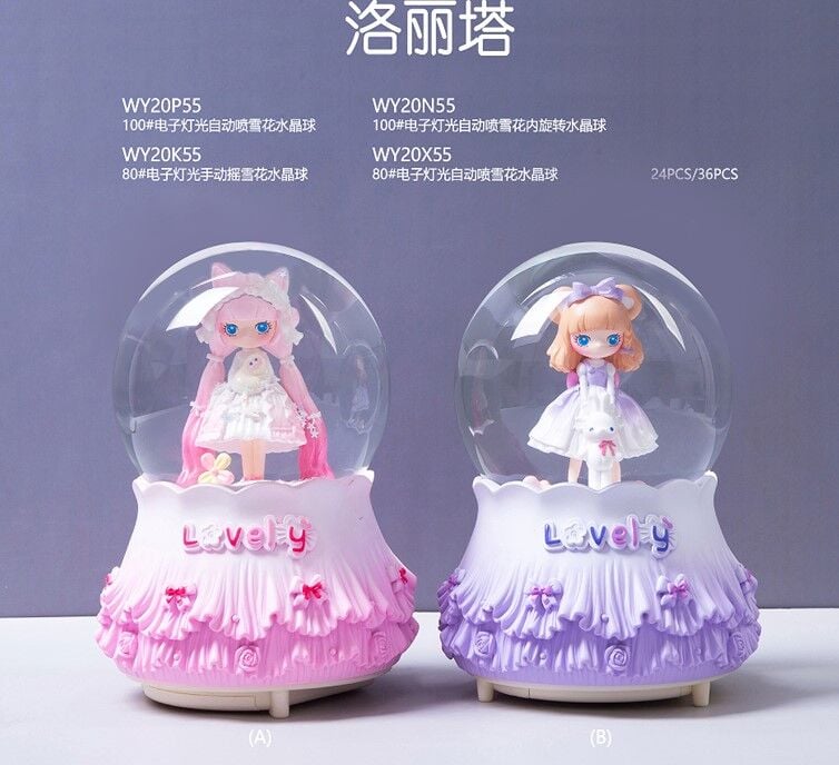 Şapkalı Sevimli Prenses Işıklı Müzikli Orta Boy Kar Küresi Model 5