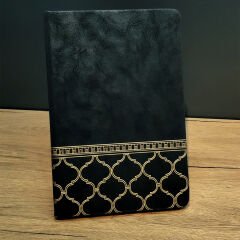 Gold İşlemeli Siyah Deri Defter