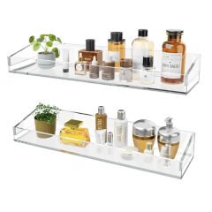 2'li Şık ve Minimalist Tasarımlı Şeffaf Duvar Rafı