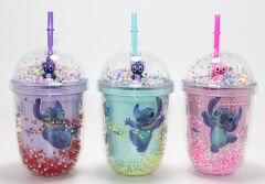 Stitch Figürlü Pipetli Kapaklı Kupa Bardak