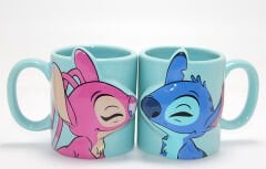 Stitch Ve Angel 3D Figürlü Çift Kupa Bardak Seti