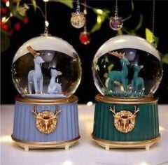 Geyik Temalı Işıklı Küçük Boy Kar Küresi 12 Adet