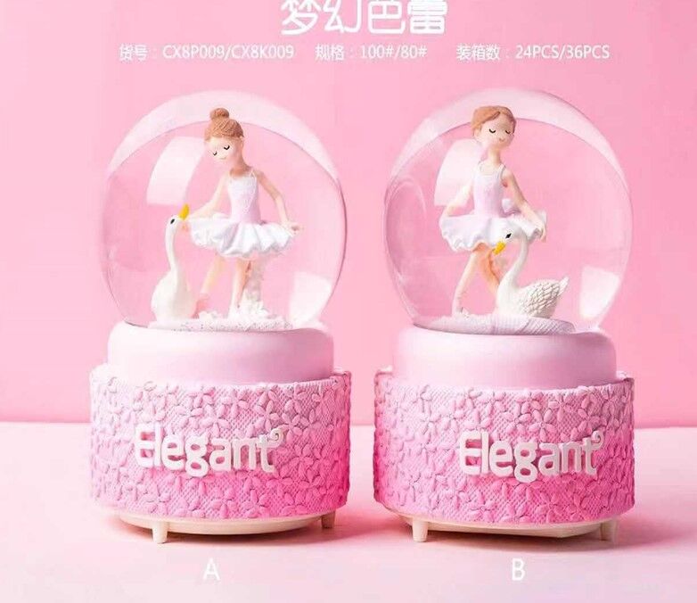 Kuğulu Balerin Işıklı Müzikli Orta Boy Kar Küresi