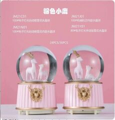 Geyik Temalı Işıklı Müzikli Orta Boy Kar Küresi