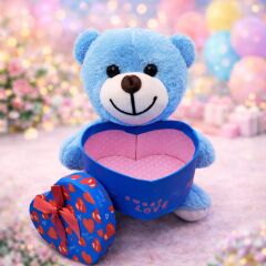 Toptan Kalp Kutulu Mavi Ayıcık