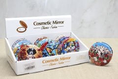 Sevimli Köpek Tasarımlı Taşlı İnce El Aynası Yuvarlak