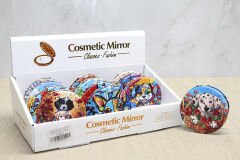 Sevimli Köpek Tasarımlı Taşlı İnce El Aynası Yuvarlak