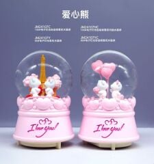 Işıklı Müzikli Püskürtmeli Büyük Boy Kar Küresi Model 24