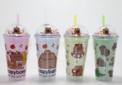 Sevimli Kapibara Pipetli Boncuklu Termos Kamp Suluk