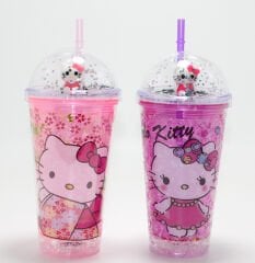 Sevimli Işıklı Pipetli Boncuklu Suluk Bardak (400 Ml)