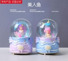 Deniz Kızı Temalı Işıklı Müzikli Püskürtmeli Büyük Boy Kar Küresi