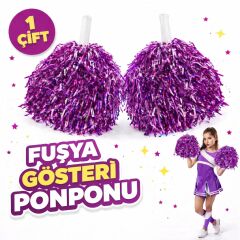 1 Çift Fuşya Okul Gösteri Ponponları - Ekstra Dolgun