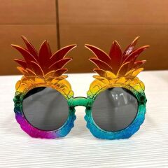 Tropikal Ananas Tasarımlı Renkli Hawaii Parti Gözlüğü