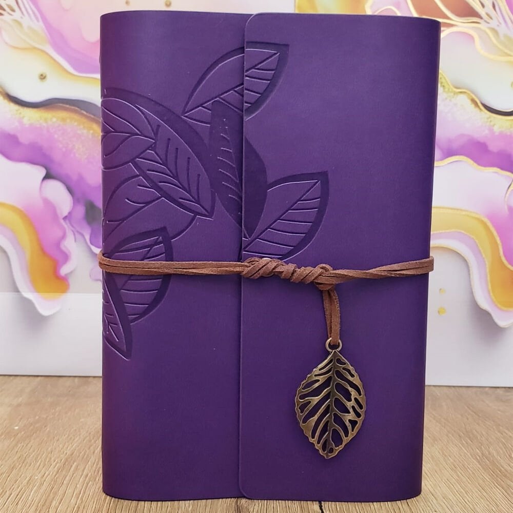 Toptan Yaprak Desenli Çizgisiz Deri Defter